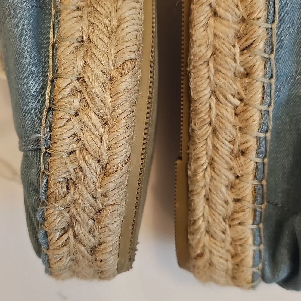 Steve Madden Tamilyn Platform Espadrille Women 10M Light Blue Chambray Denim